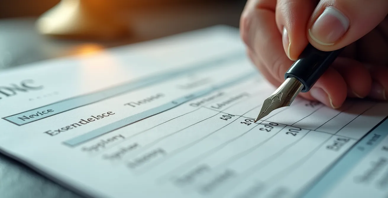 Visualisation d'une facture notariale détaillée montrant les différentes lignes de coût pour une adoption