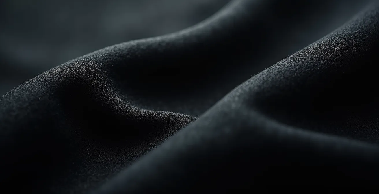 Détail macro de la texture d'une robe d'avocat avec ses plis caractéristiques